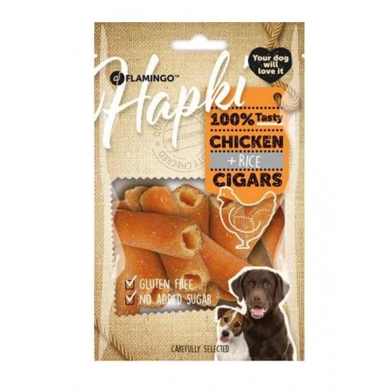 Λιχουδά Σκύλου Flamingo Hapki Chicken & Rice Cigars 85gr