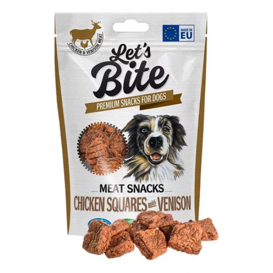 Λιχουδιά Σκύλου Let's Bite Chicken Squares with Venison 80gr